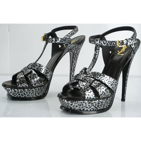 Saint Laurent Leopard Spotted Tribute T strap Platform Sandal SZ 40 10 New $995 - Picture 11 of 11